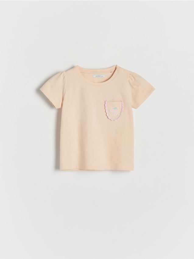 Reserved - tricou cu buzunar - bej