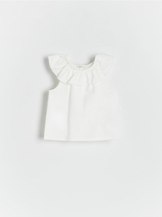 T-shirt with ruffle - RESERVED