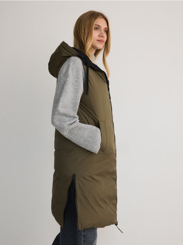 Long reversible vest with hood - RESERVED