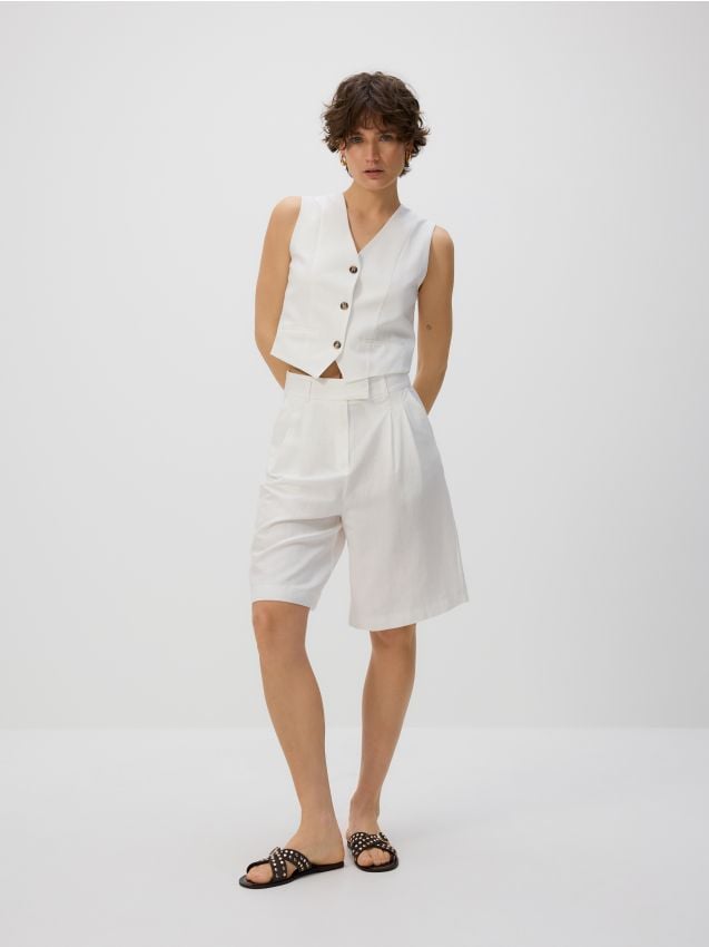 Vest with linen blend - RESERVED