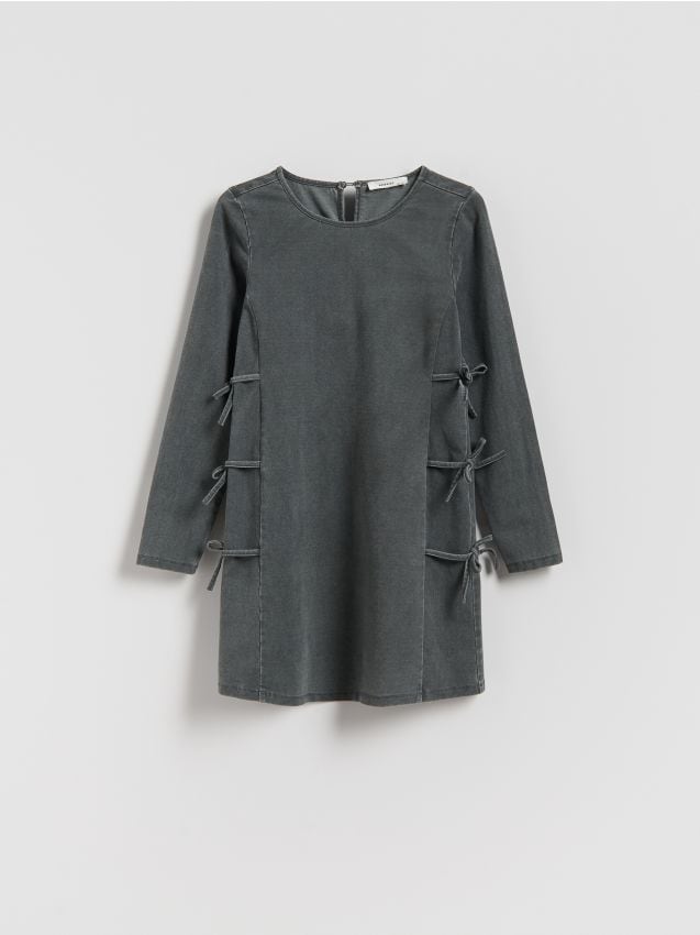 Reserved - Rochie cu fundițe - gri-închis