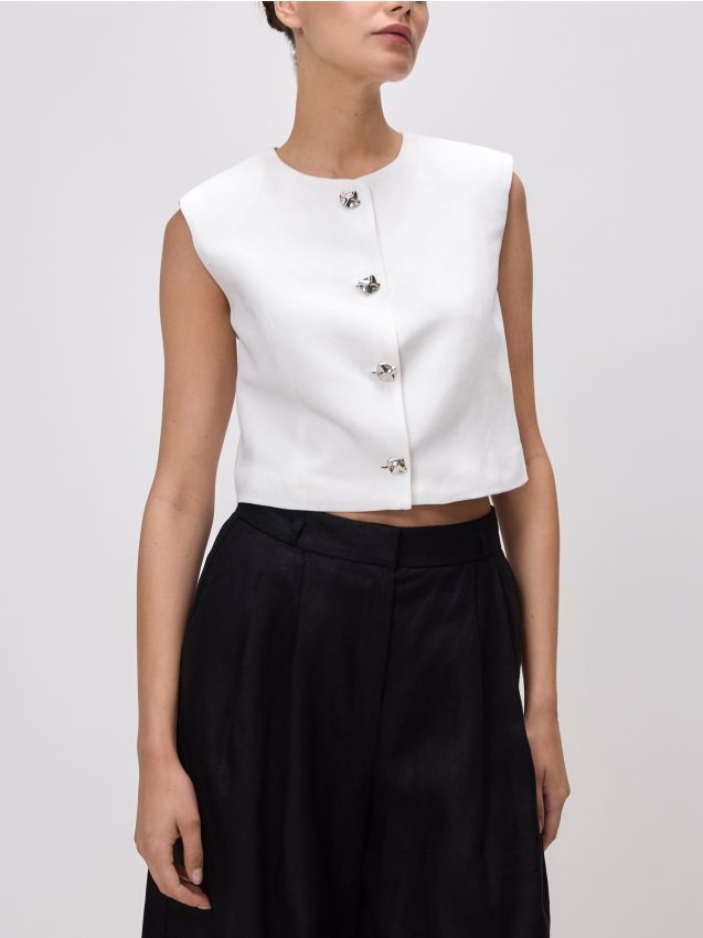 Vest with linen blend - RESERVED