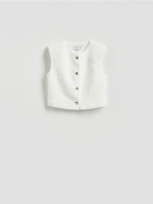 Vest with linen blend - RESERVED