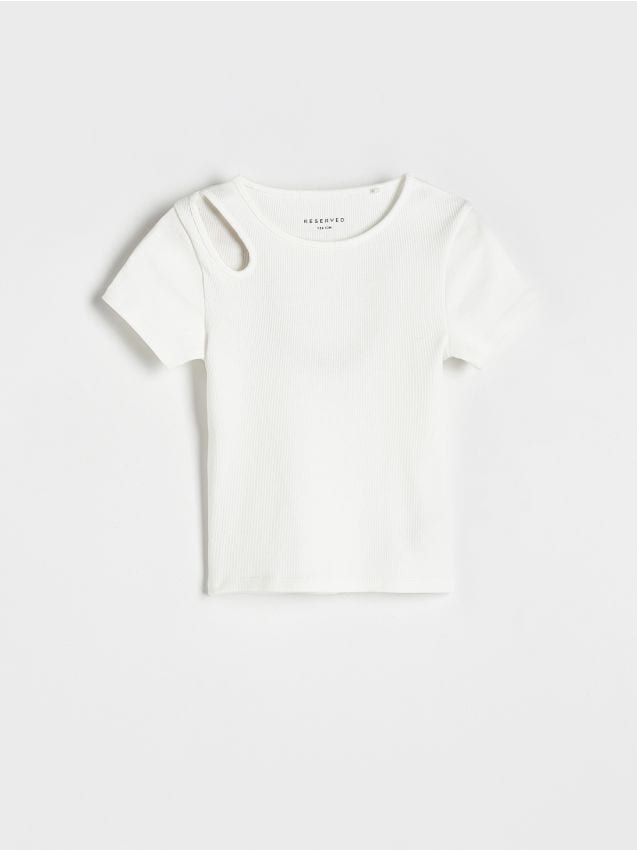 Reserved - tricou cu decupaj decorativ - crem