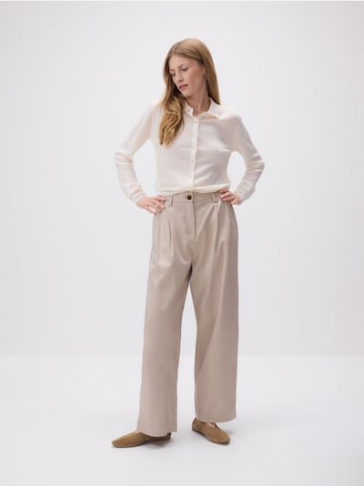 Lyocell blend trousers with pleats