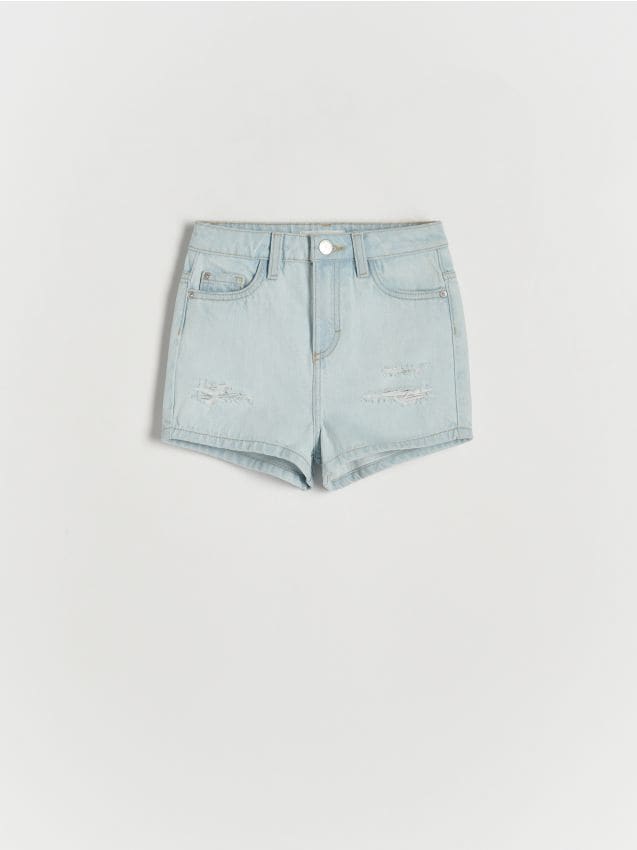 Reserved - pantaloni scurți din denim cu rupturi - albastru
