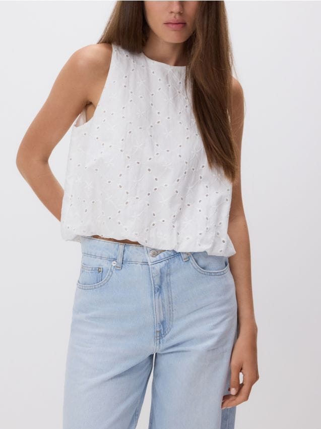 Cotton broderie blouse - RESERVED