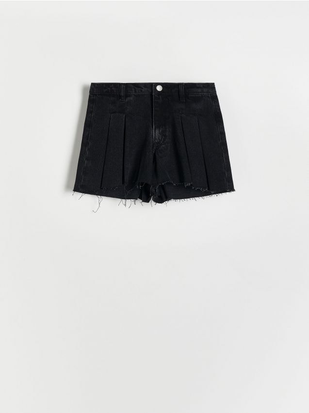 Reserved - pantaloni scurți wide leg din denim - negru