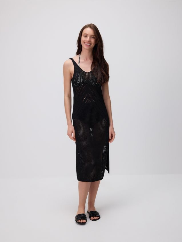 Reserved - Rochie de plajă ajurată - negru Reserved - Rochie de plajă ajurată - negru