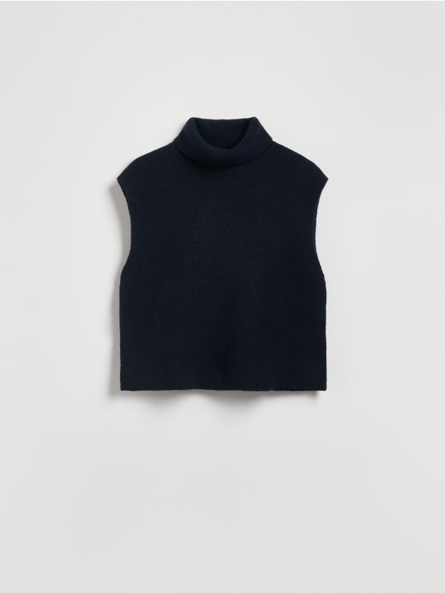 Reserved - Vestă cu maletă din material tricotat - bleumarin