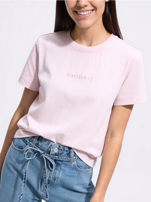 Reserved - Tricou cu adaos de bumbac - roz-pastel