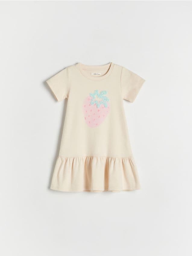 Robe en coton à ourlet volanté - RESERVED