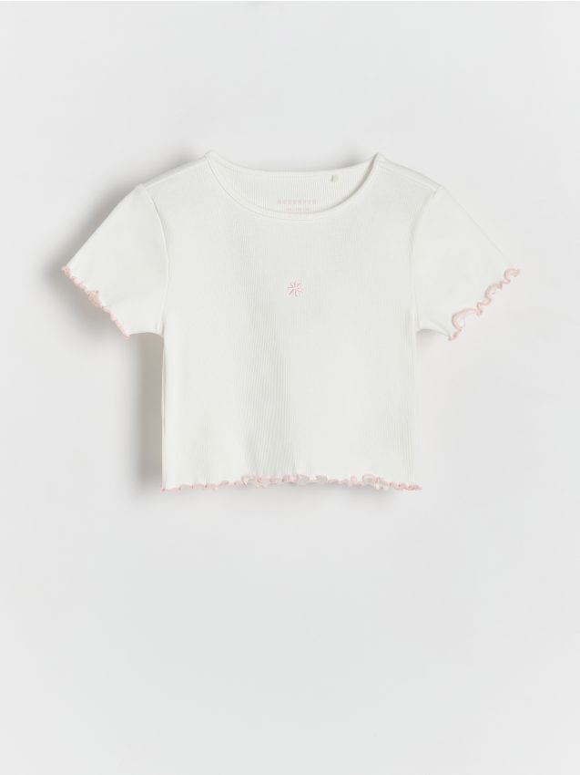 Reserved - Tricou cu broderie - crem