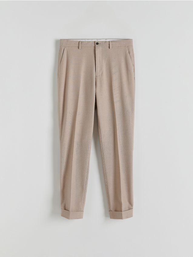 Reserved - pantaloni clasici, cu adaos de viscoză - bej