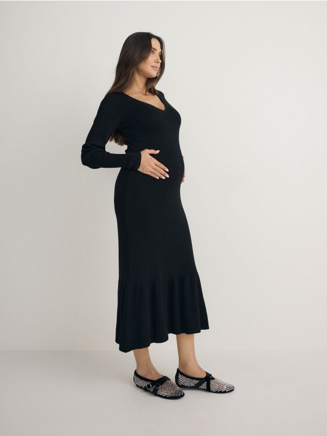 Reserved - Rochie cu dantelă - negru