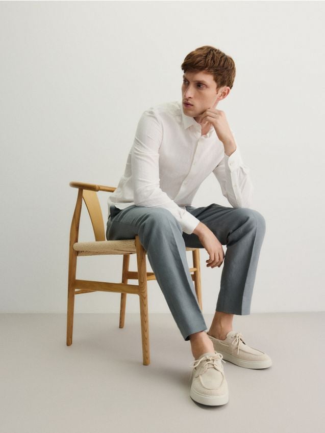 Linen blend suit trousers - RESERVED