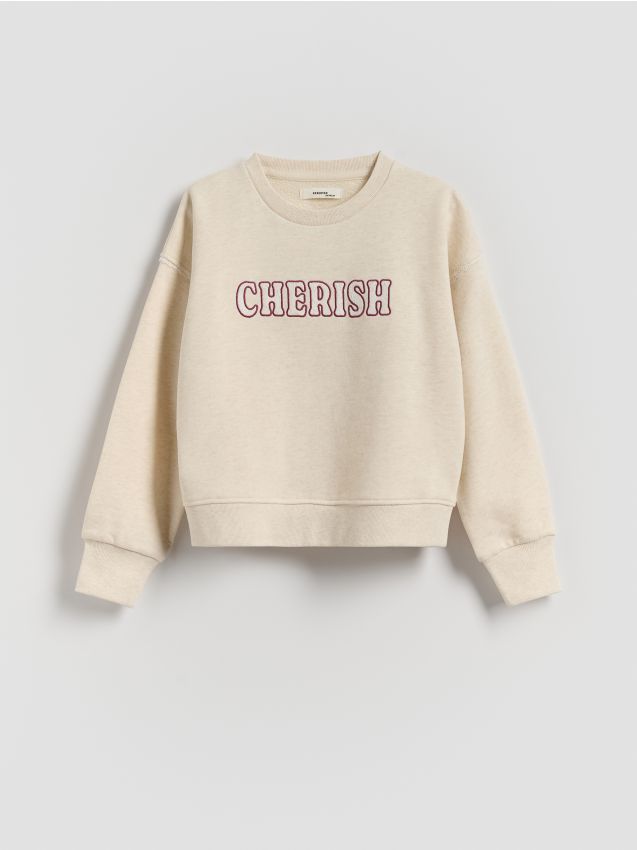 Hoodie with embroidered slogan - RESERVED