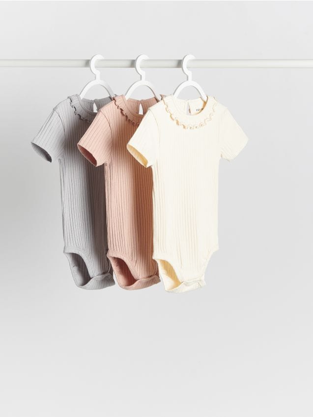 Reserved - set de 3 body-uri cu volane - galben