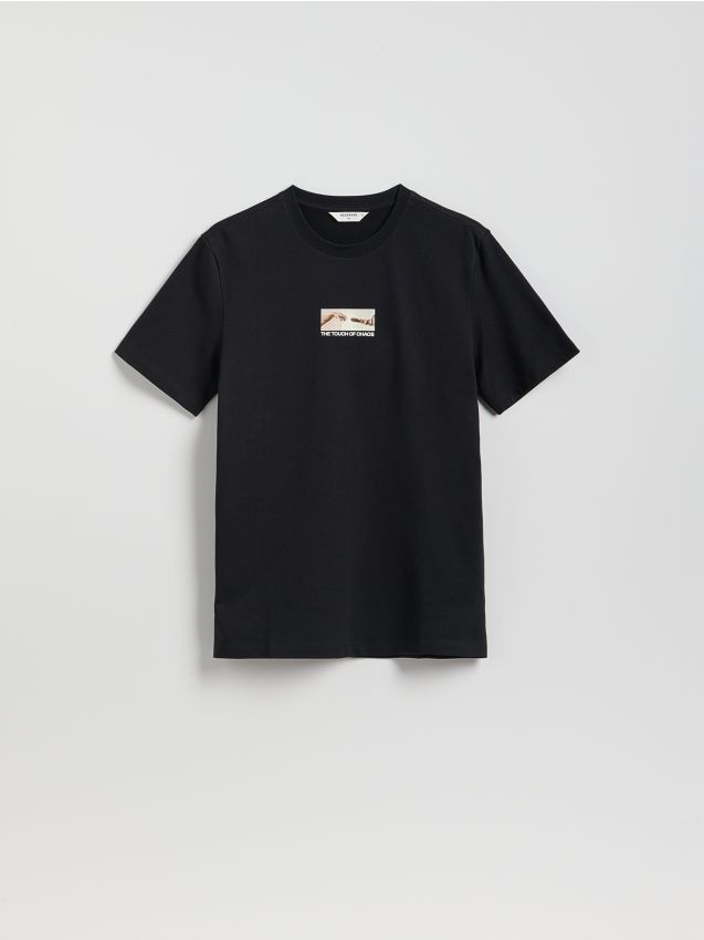 T-shirt regular z nadrukiem allover Kolor czarny - RESERVED