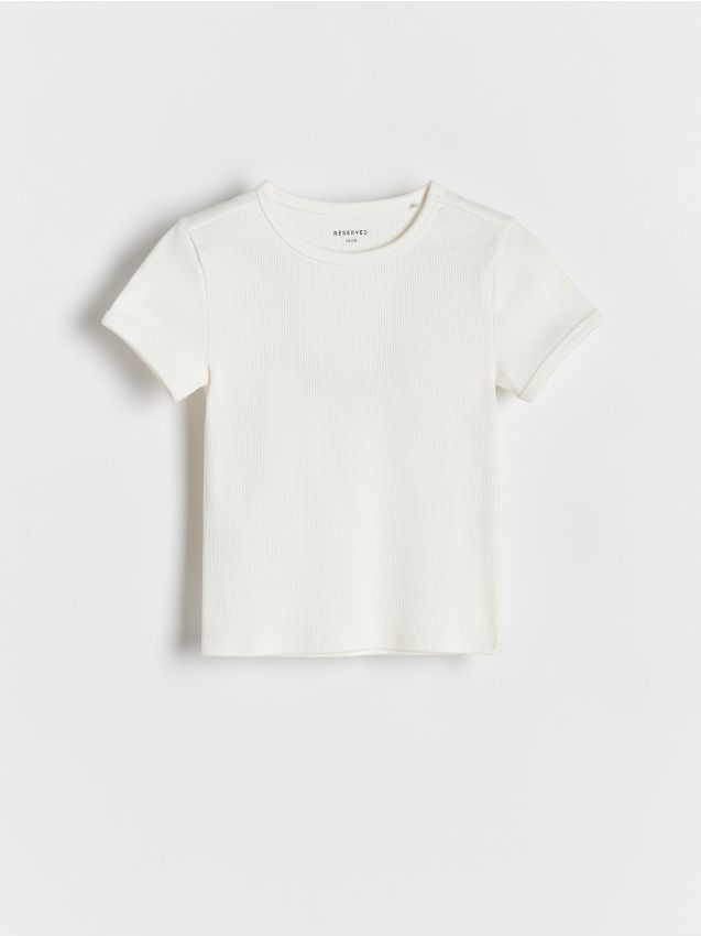 Rib knit cotton T-shirt - RESERVED