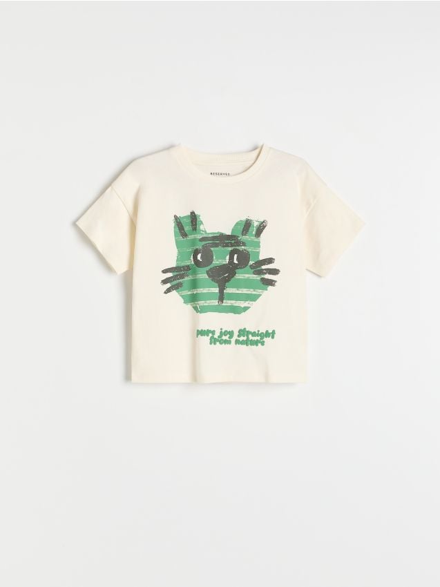Cotton T-shirt with print - RESERVED