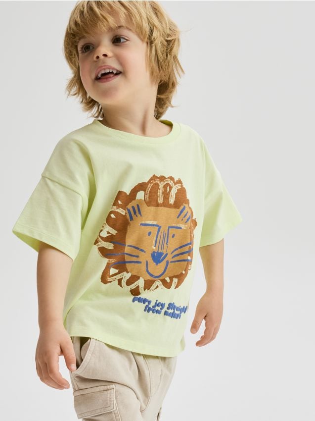 Cotton T-shirt with print - RESERVED