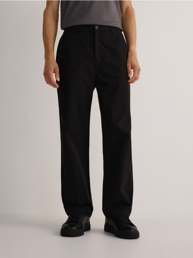 Reserved - Pantaloni straight fit con viscosa - nero