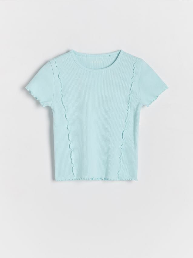 Reserved - tricou din tricot striat - turcoaz-deschis