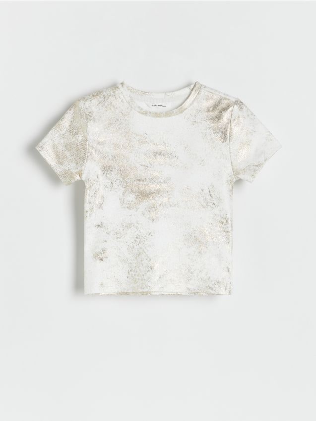 Reserved - tricou cu efect metalic - alb