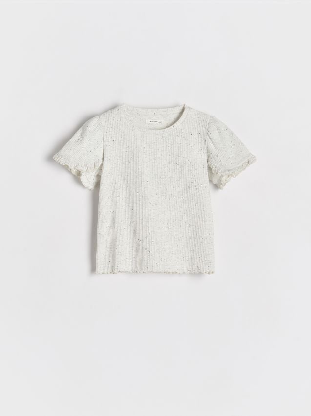 Ribbed blouse with ruffle - RESERVED