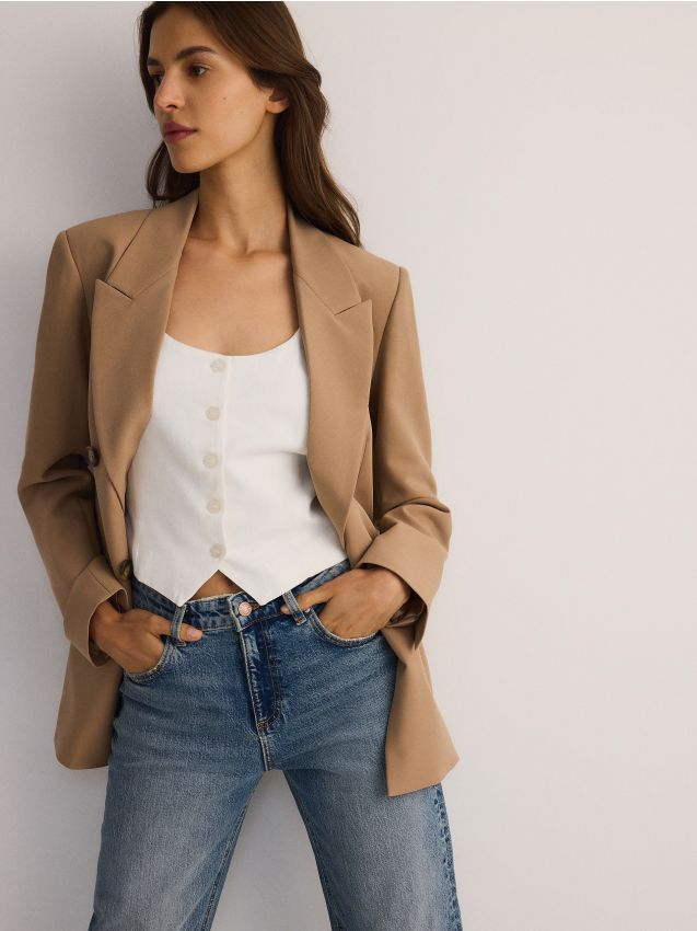 Linen blend tailored vest - RESERVED
