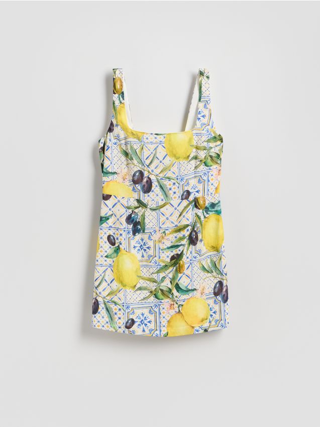 Linen blend patterned dress - RESERVED