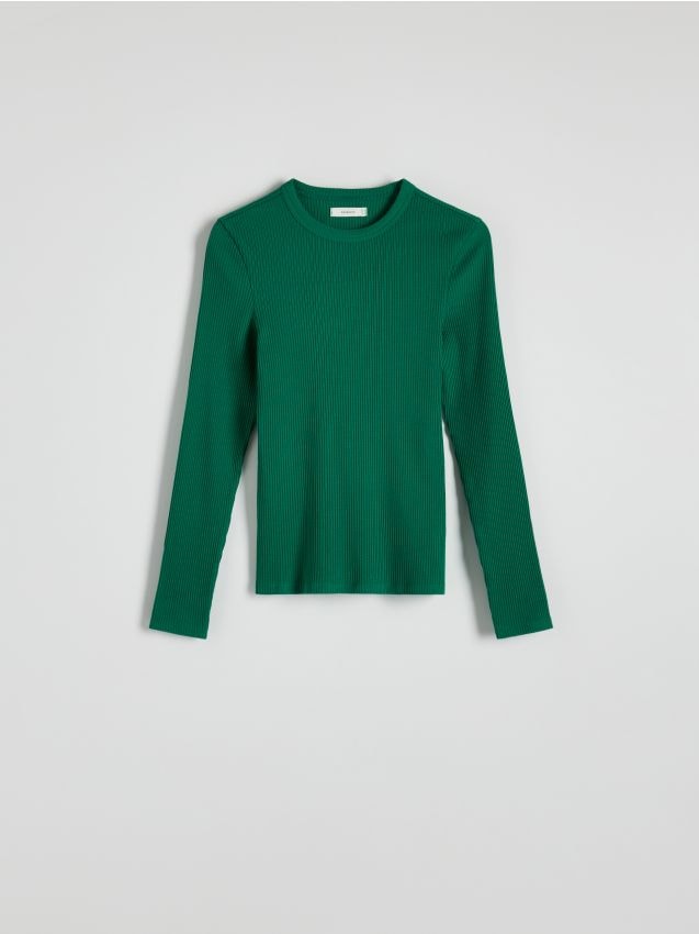 Rib knit jersey long sleeve top - RESERVED