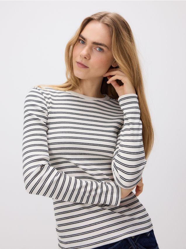 Rib knit jersey long sleeve top - RESERVED