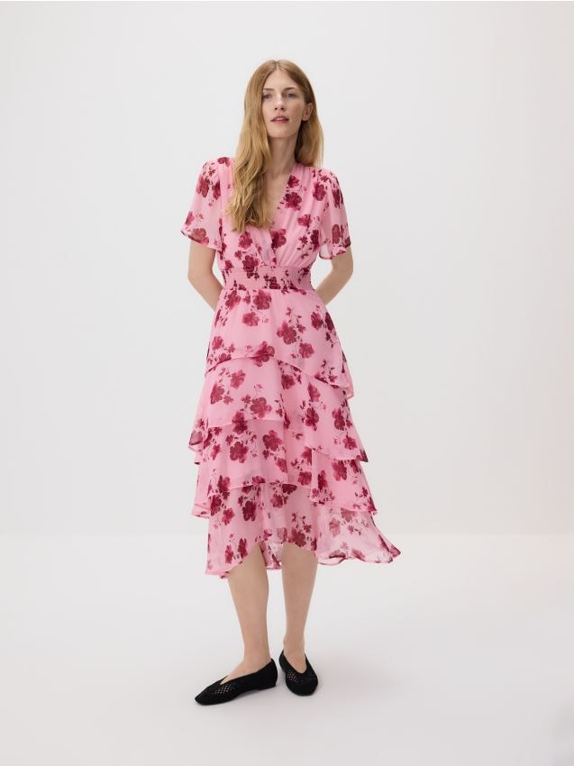 Patterned dress with ruffles - RESERVED