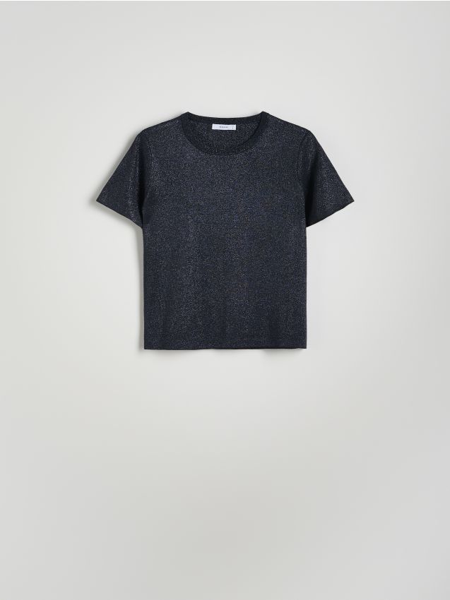 Reserved - Camiseta con mezcla de hilo metalizado - azul marino