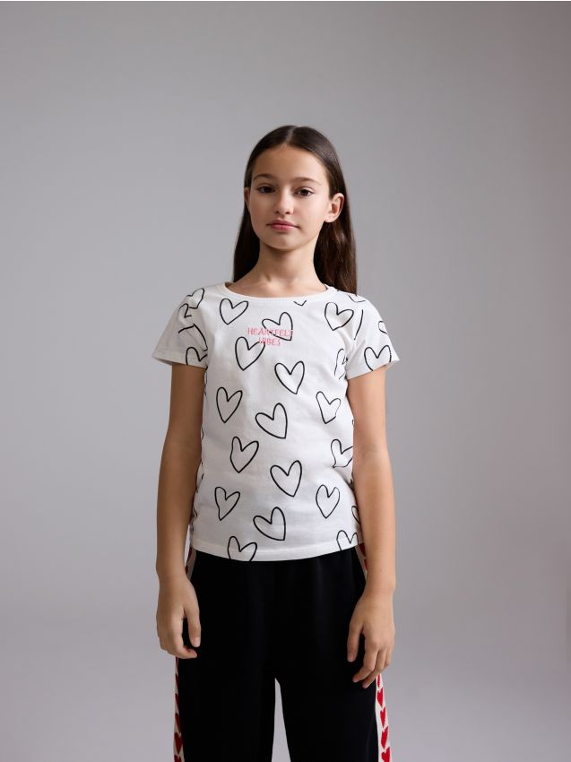 Heart pattern cotton T-shirt - RESERVED