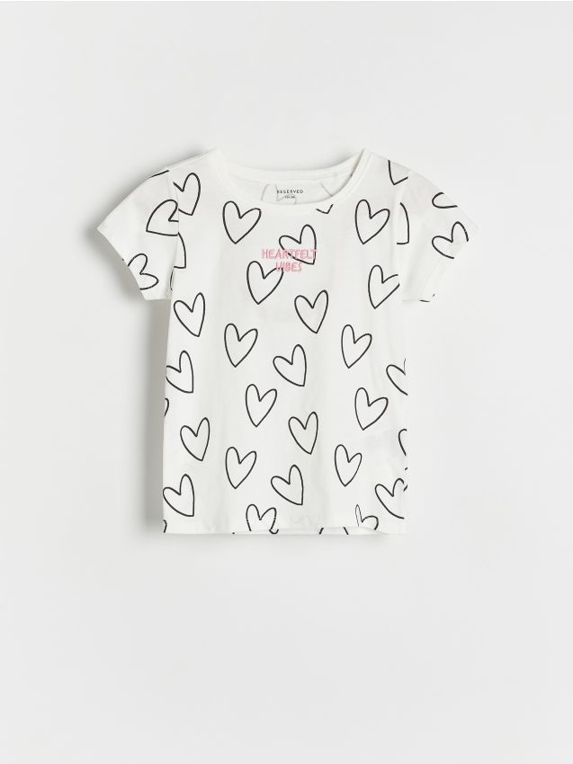 Heart pattern cotton T-shirt - RESERVED