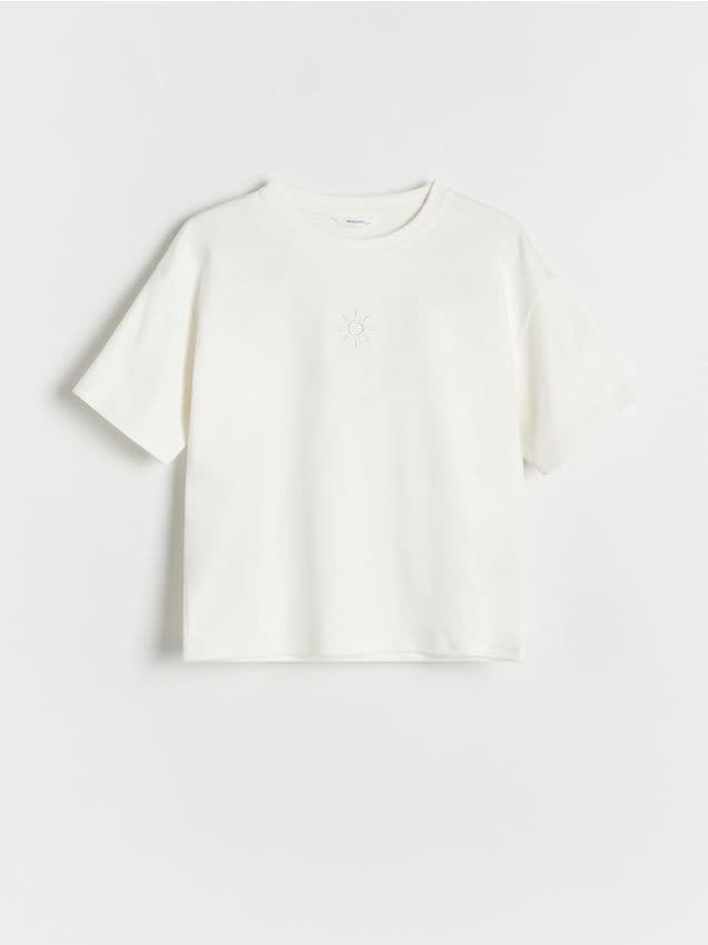Cotton T-shirt with embroidery detail - RESERVED
