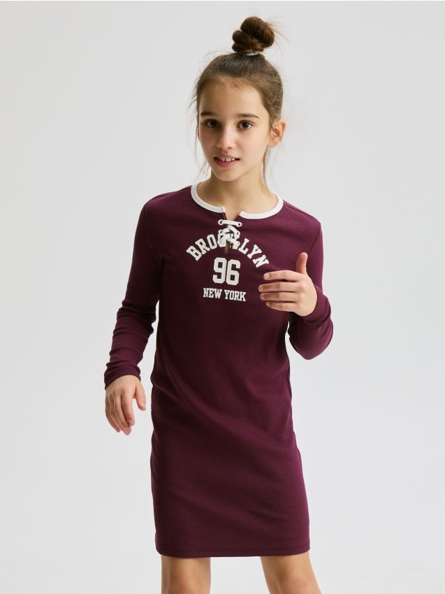 Reserved - Rochie tricotată cu imprimeu - violet-închis