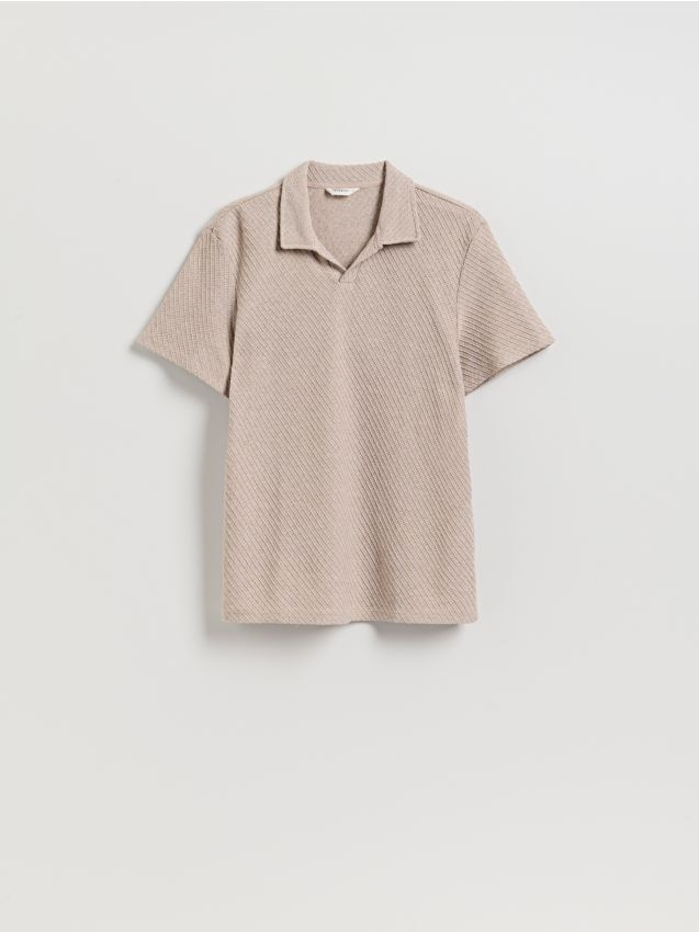 Ανάγλυφη μπλούζα πόλο comfort fit - RESERVED