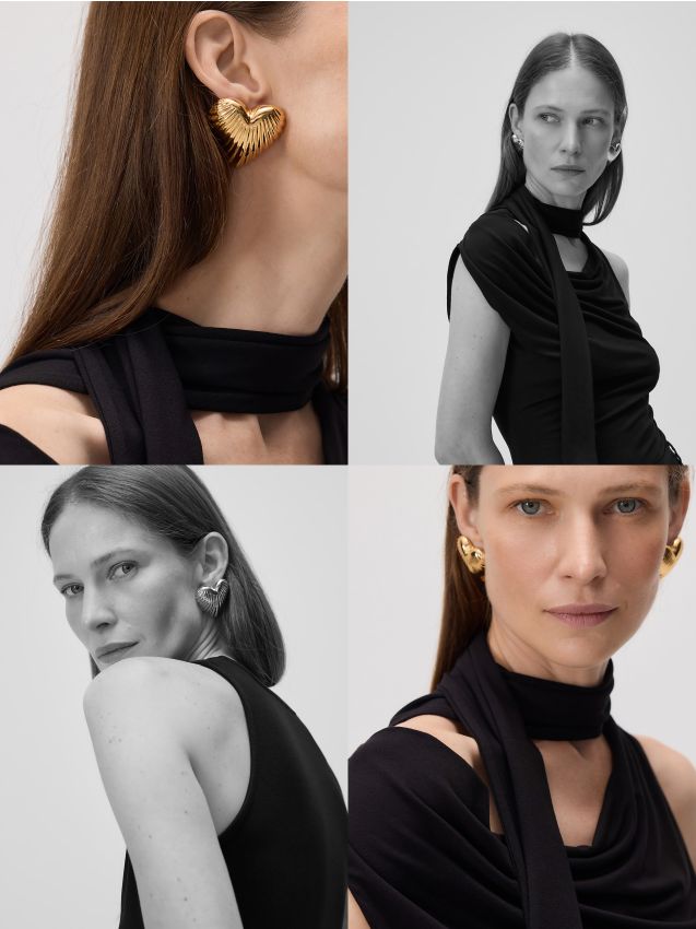 Boucles d’oreilles en forme de cœur, en or plaqué - RESERVED
