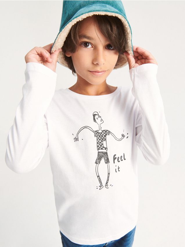 Reserved - tricou cu mânecă lungă și imprimeu - alb