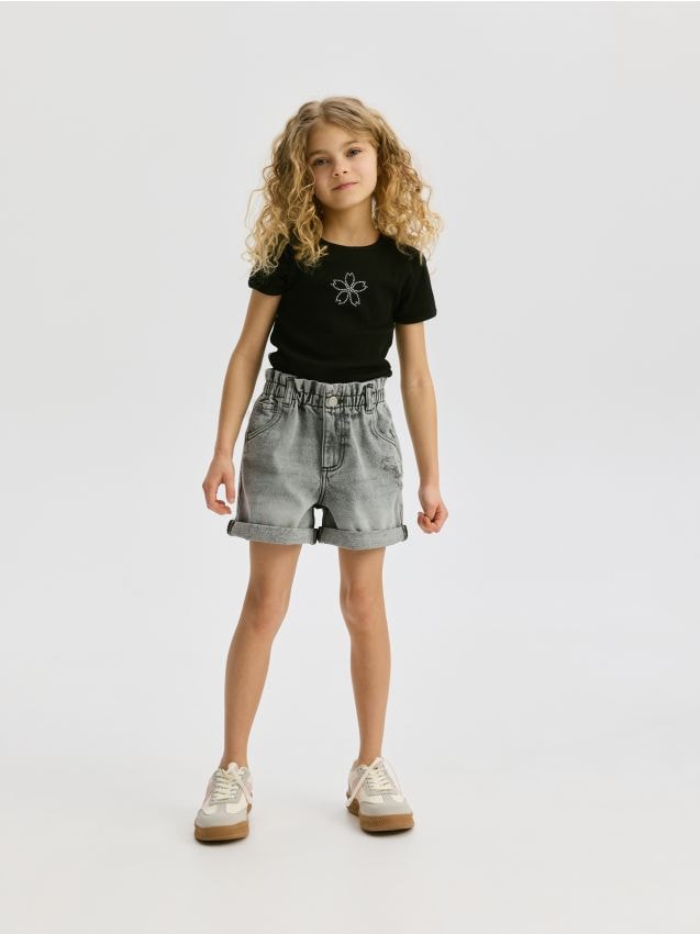 Paperbag denim shorts - RESERVED