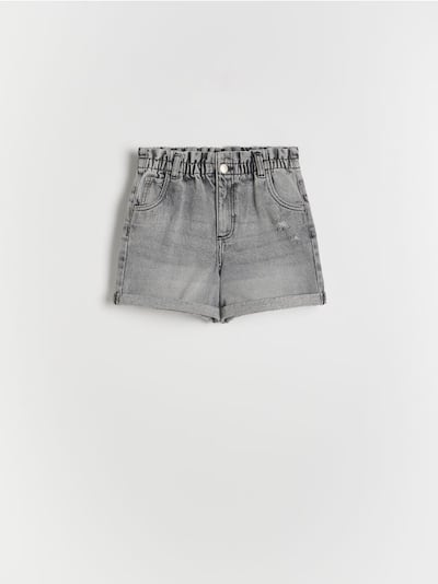 Paperbag denim shorts