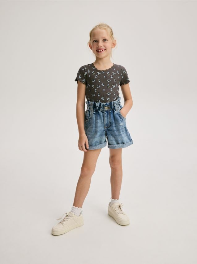 Paperbag denim shorts - RESERVED
