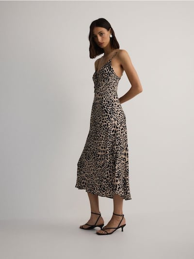 Animal pattern viscose dress