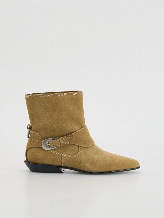 Suede ankle boots with buckle - RESERVED