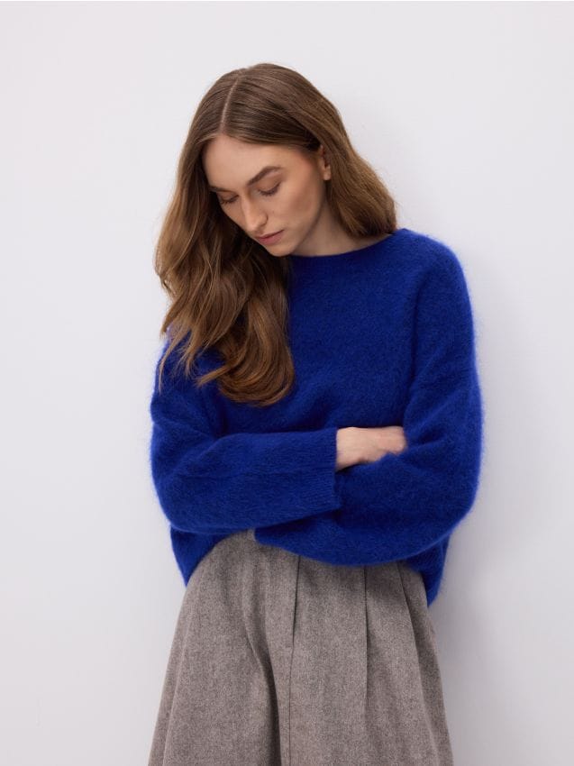 Reserved - Pulover cu amestec de mohair și lână - indigo