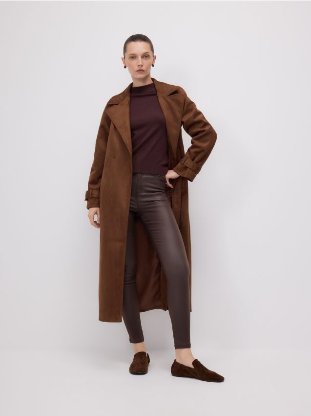 Waxed slim trousers - RESERVED